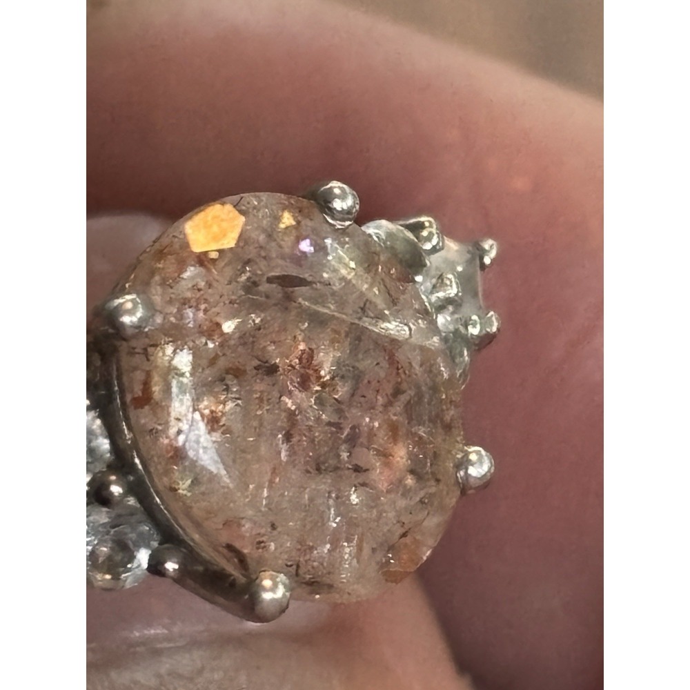 Vintage STS Sterling Silver Natural Sunstone Ring Size 8.75 - Picture 5 of 11